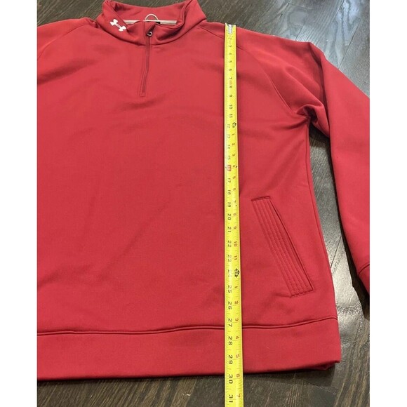 Under Armour Pullover Sweatshirt Mens XL Red Burgundy Loose Fit 1/2 Zip Fleece - Picture 9 of 11